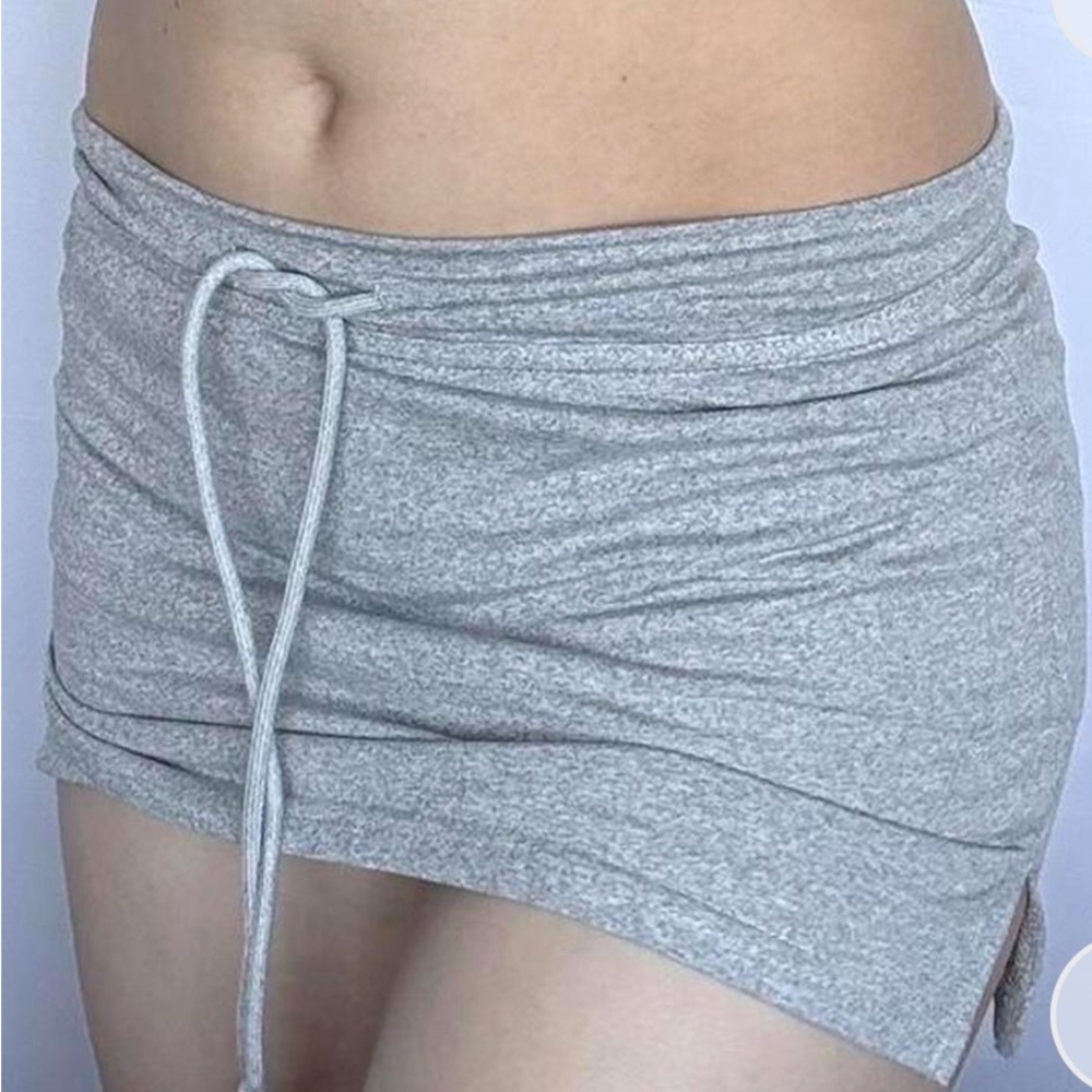 Gray Ruched Mini Skirt